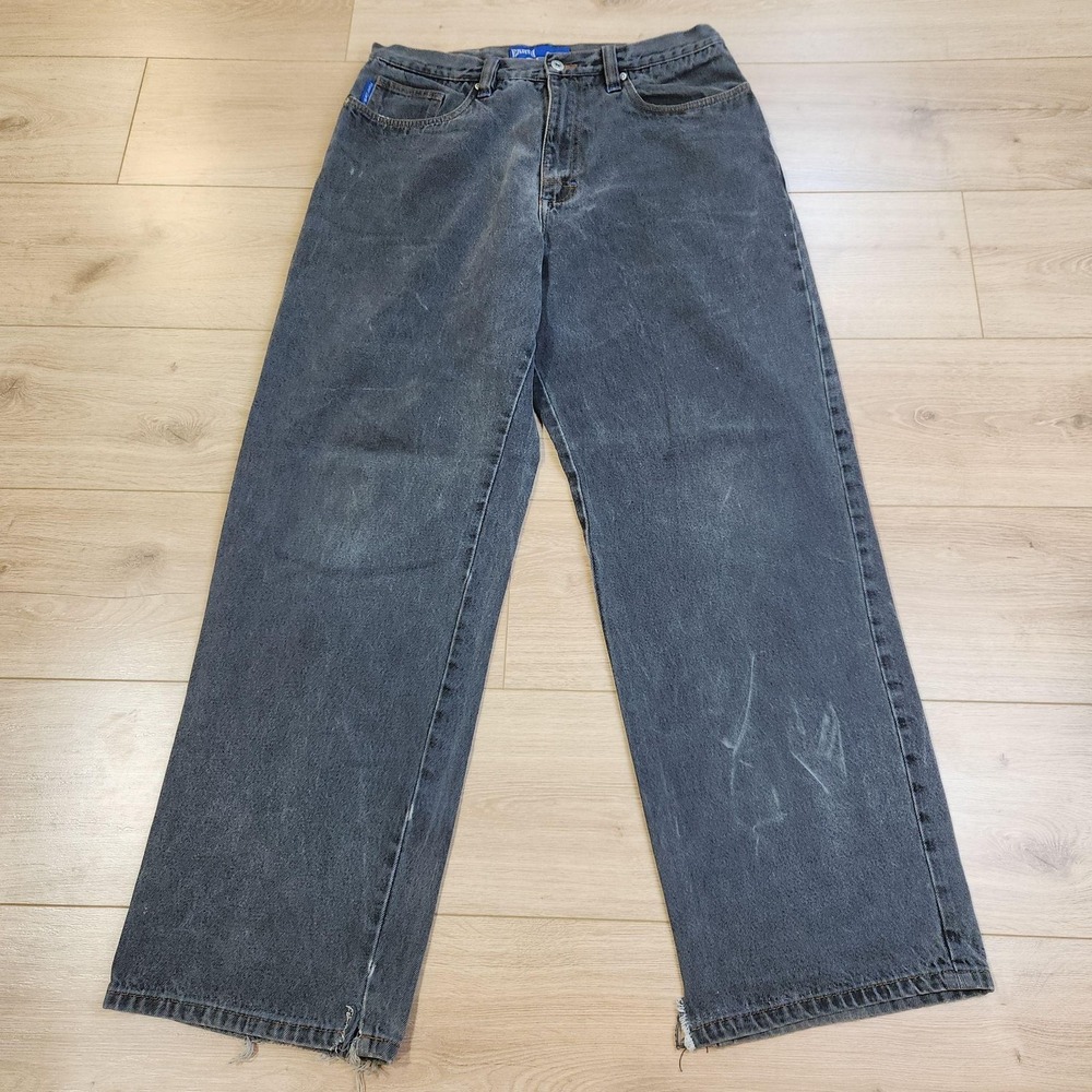 Vintage Y2K Planet Earth Jeans Mens 36x31 Gray Baggy Wide Leg Relaxed Denim